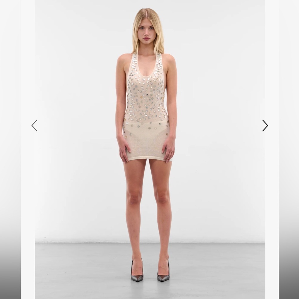 Aya Muse Oriel mini dress cream cashmere Elegant Cream Halter Dress